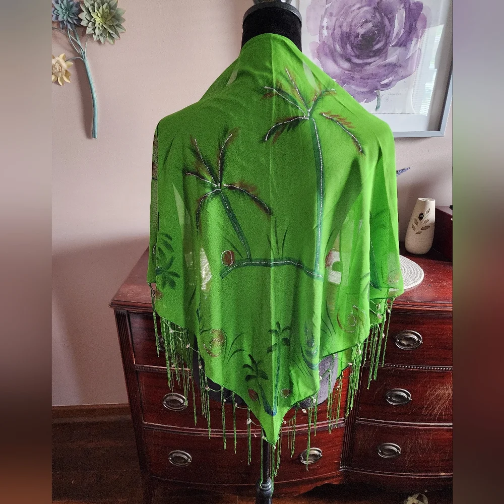 NEW ~ Island Style® Lightly Embellished Green Scarf/Wraps
